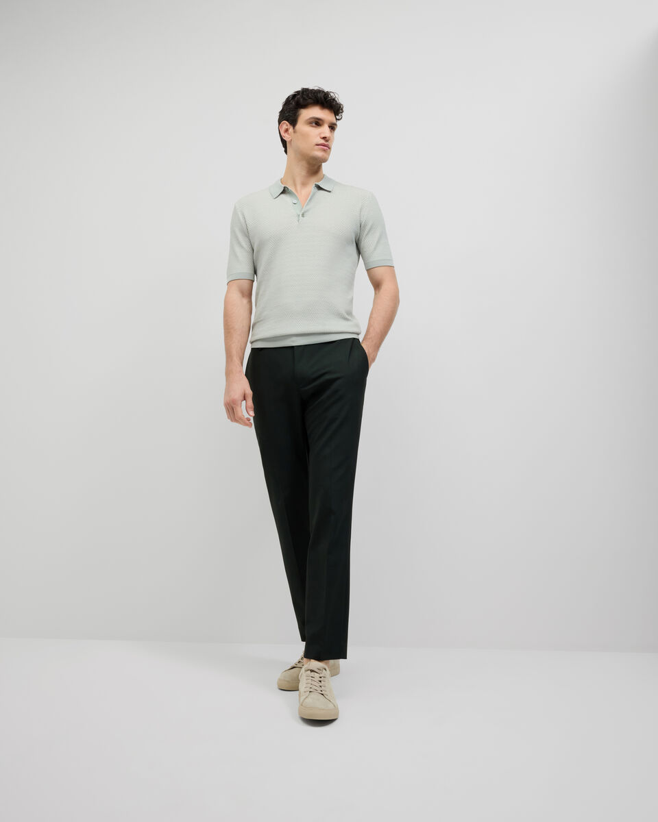 Waffle Lightweight Knit Polo, Sage, hi-res
